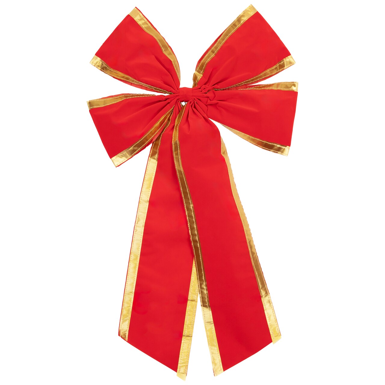 Northlight 18" x 30" Red 4-Loop Velveteen Christmas Bow with Gold Trim